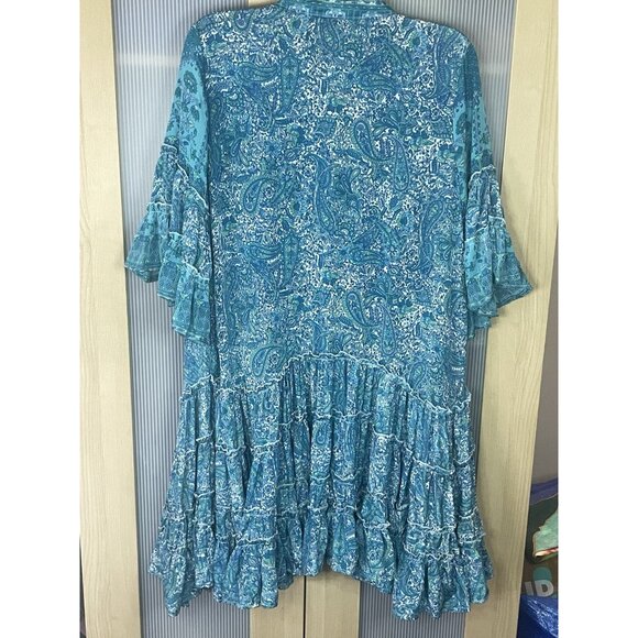 Blanco de Ibiza By Isabel Tavares Silk Mini Dress Ruffled colorful L Party Beach - Picture 5 of 6